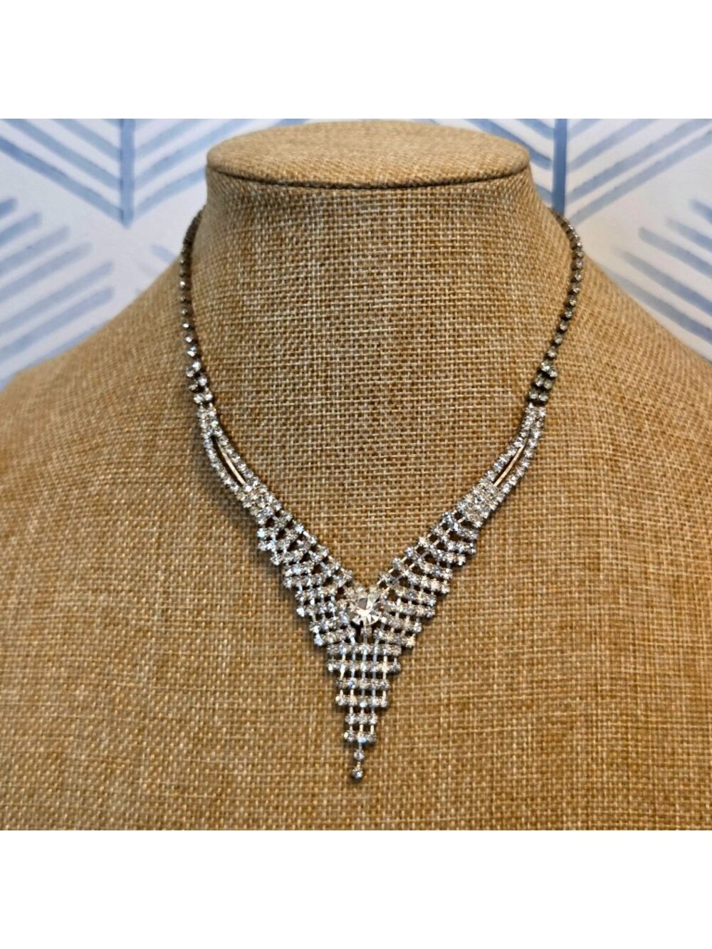 Christina Collection Sparkly Rhinestone 16" Collar Statement Necklace